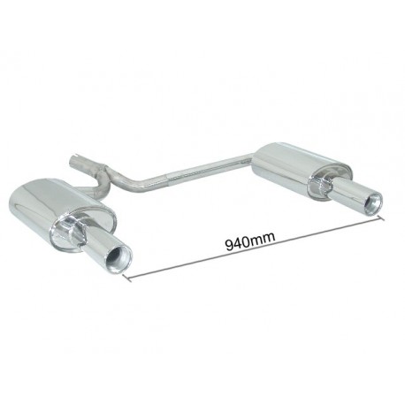 Silencieux arrière duplex inox g/d - 1 sortie ronde 90mm- Pour pare-chocs RS4 Ragazzon Audi A4 (typ 8E) 2001-2007 1.9TDi (74/96kW) 2001 - 2004