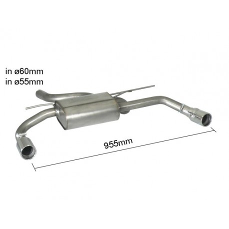 Silencieux arrière duplex inox g/d - sortie ronde 80mm Ragazzon BMW Série3 F30-F31-F35 F30(Sedan) 318D - xD (105kW) 02/2012-