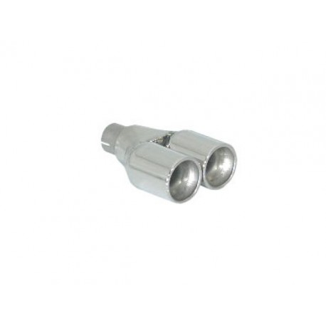 Sortie d'échappement ronde 2x80mm inox - diamètre intérieur du tube d'entrée 50 mm - longueur 225 mm Ragazzon Universel Embouts RO.2x80